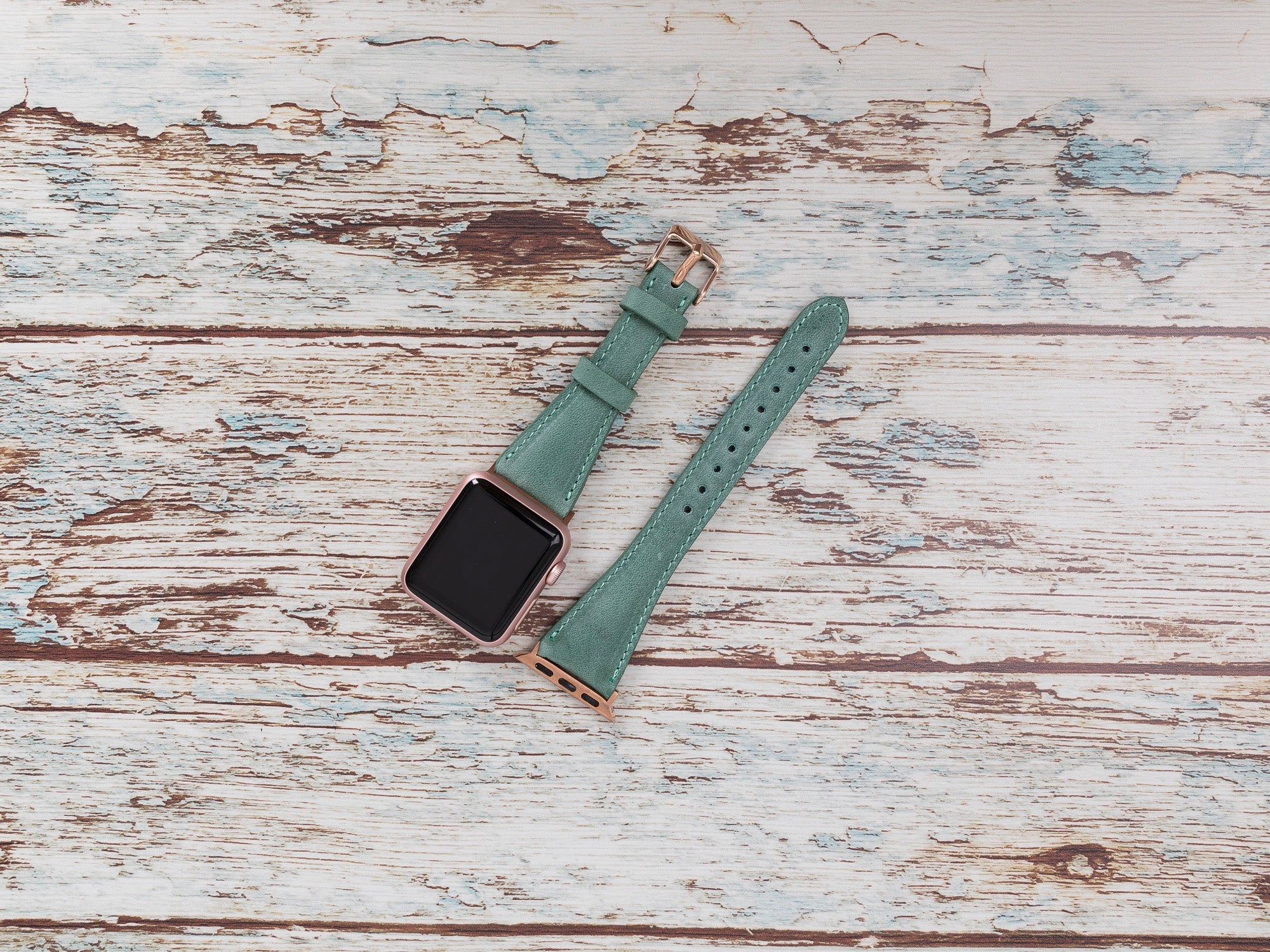 Green Leather Apple Watch Band Series 11/10/9/8/7/6/5/4/ SE / Ultra 1/2/3