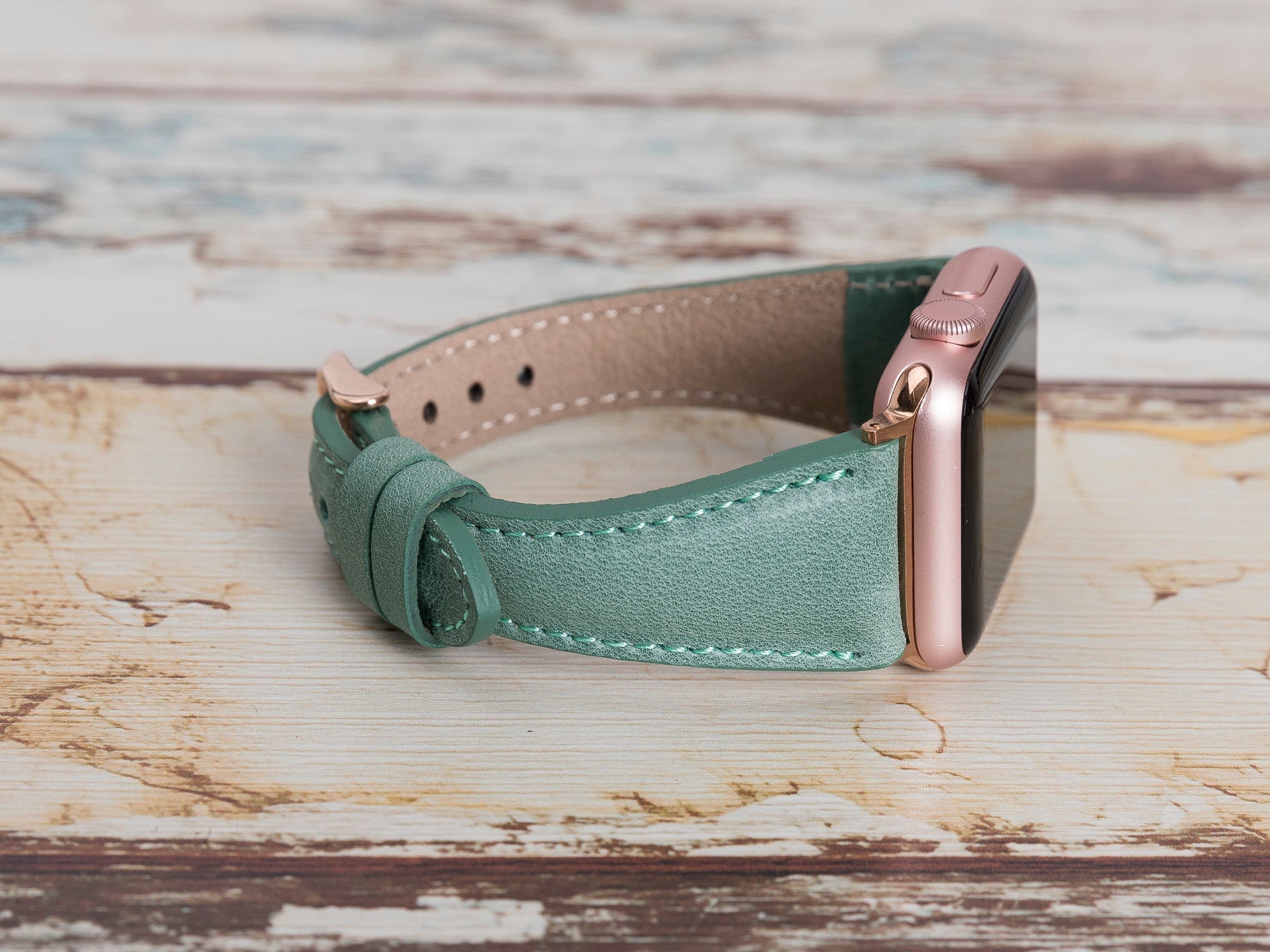 Green Leather Apple Watch Band Series 11/10/9/8/7/6/5/4/ SE / Ultra 1/2/3
