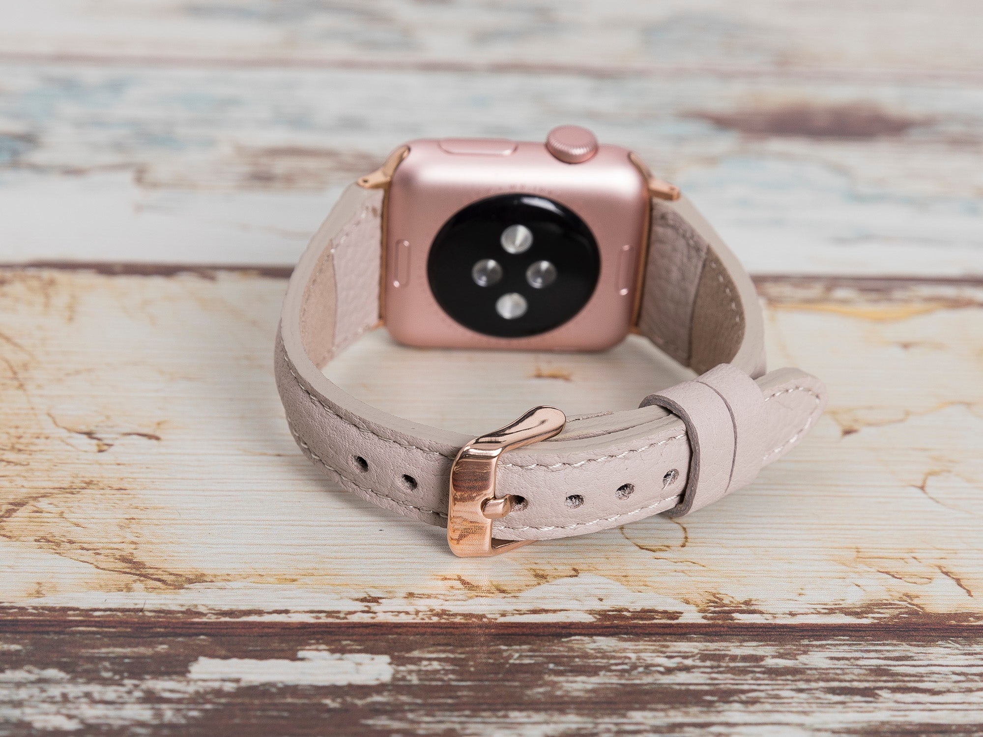 Beige Leather Apple Watch Band Series 11/10/9/8/7/6/5/4/ SE / Ultra 1/2/3