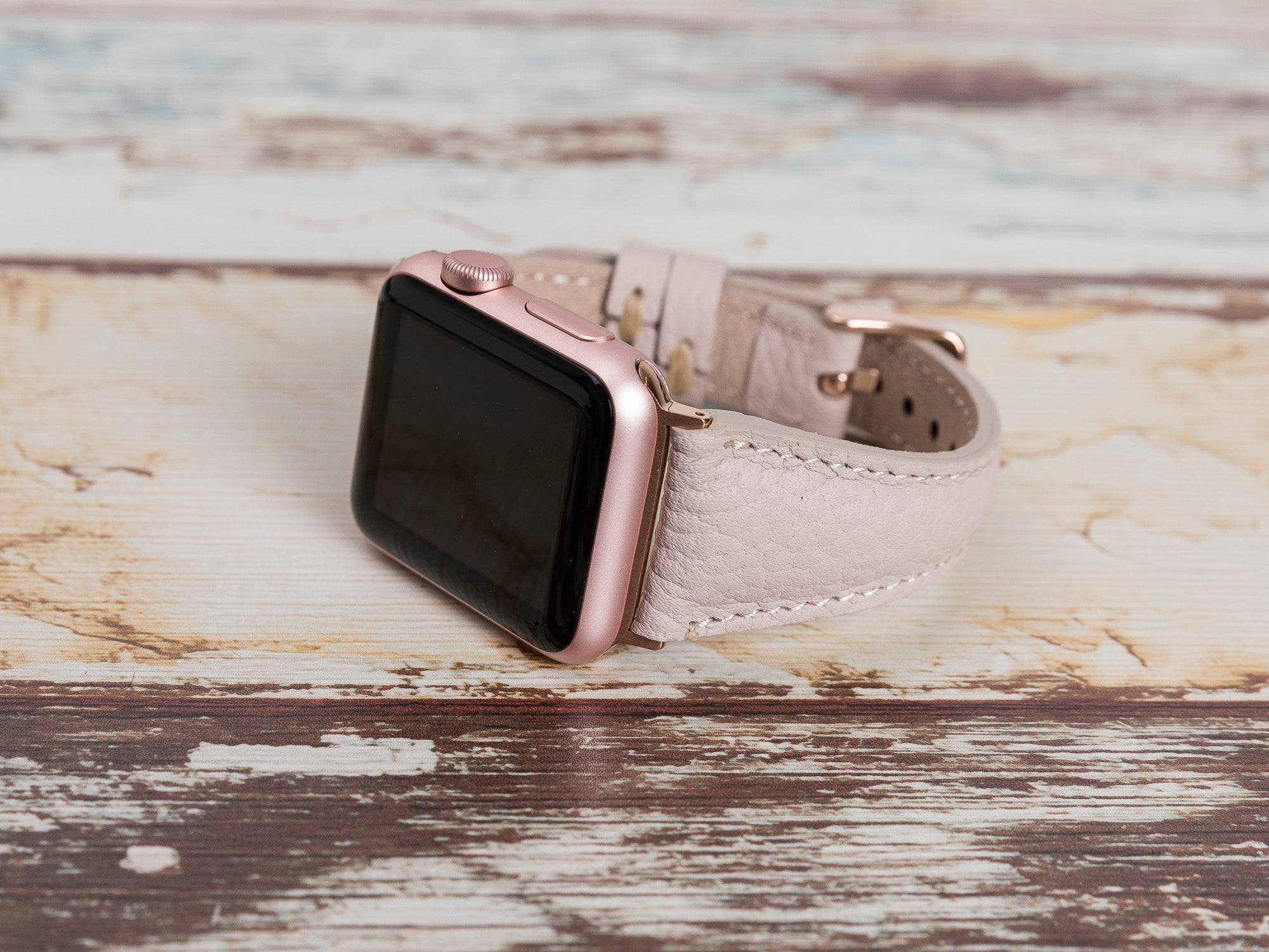 Beige Leather Apple Watch Band Series 11/10/9/8/7/6/5/4/ SE / Ultra 1/2/3