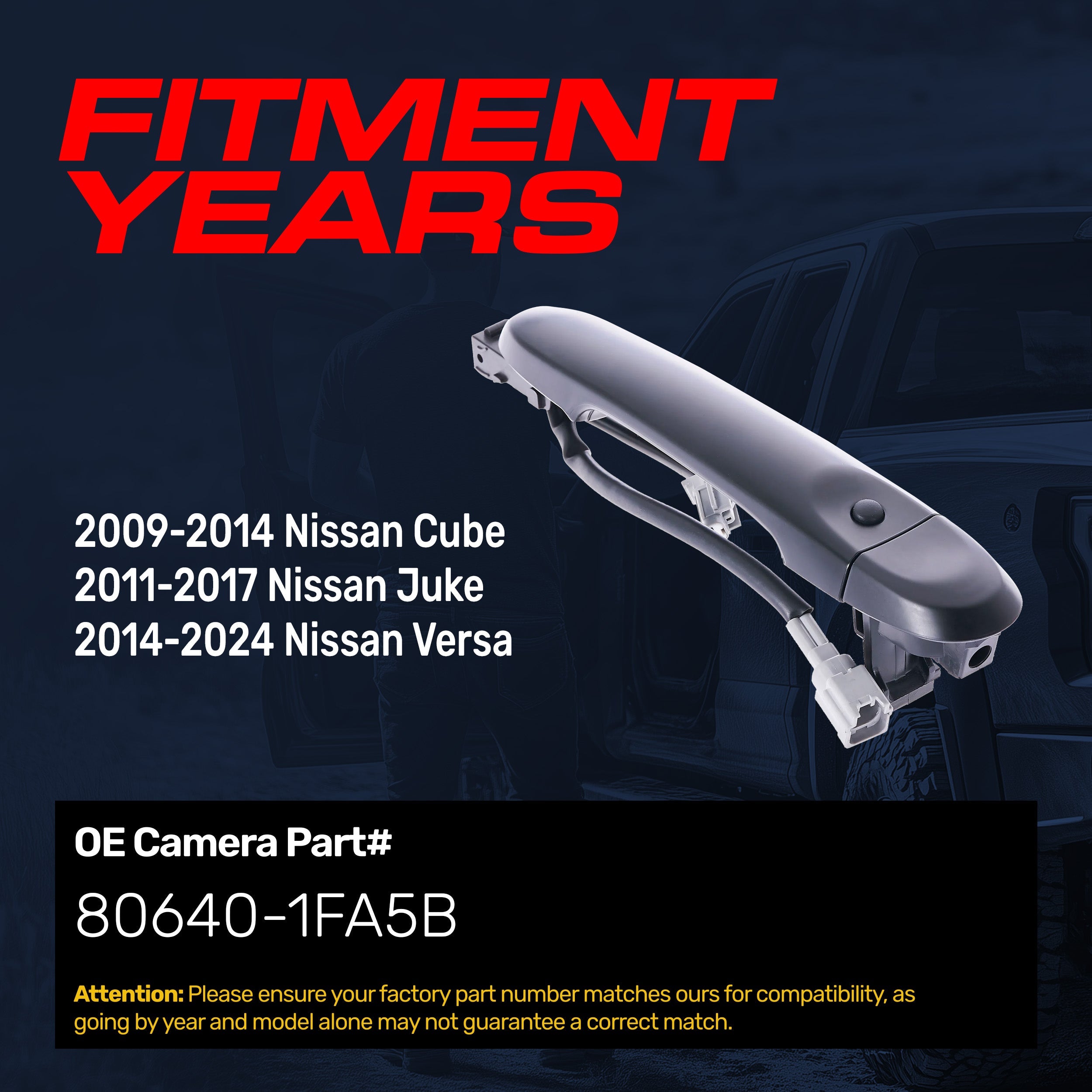 Exterior Door Handle Black Primed Replacement for Nissan Cube (09-14), Juke (11-17), Versa (14-24) OE Part # 80640-1FA5B | Front Right Passenger Side w/o Keyhole Cover