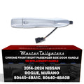 Exterior Door Handle Chrome Replacement for Nissan Murano (2015-2024), Rogue (2014-2024) OE Part # 80640-4BA1C, 80640-4BA0B | Front Right Passenger Side w/o Keyhole
