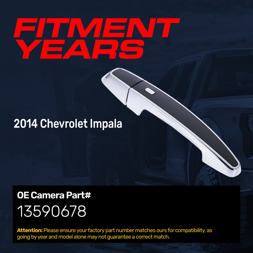 Exterior Door Handle Black/Chrome Replacement for Chevrolet Impala (2014) OE Part # 13590678 |  Front Left Driver Side