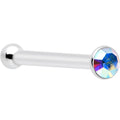 Sterling Silver 1.2mm Aurora Nose Bone Created with Crystals