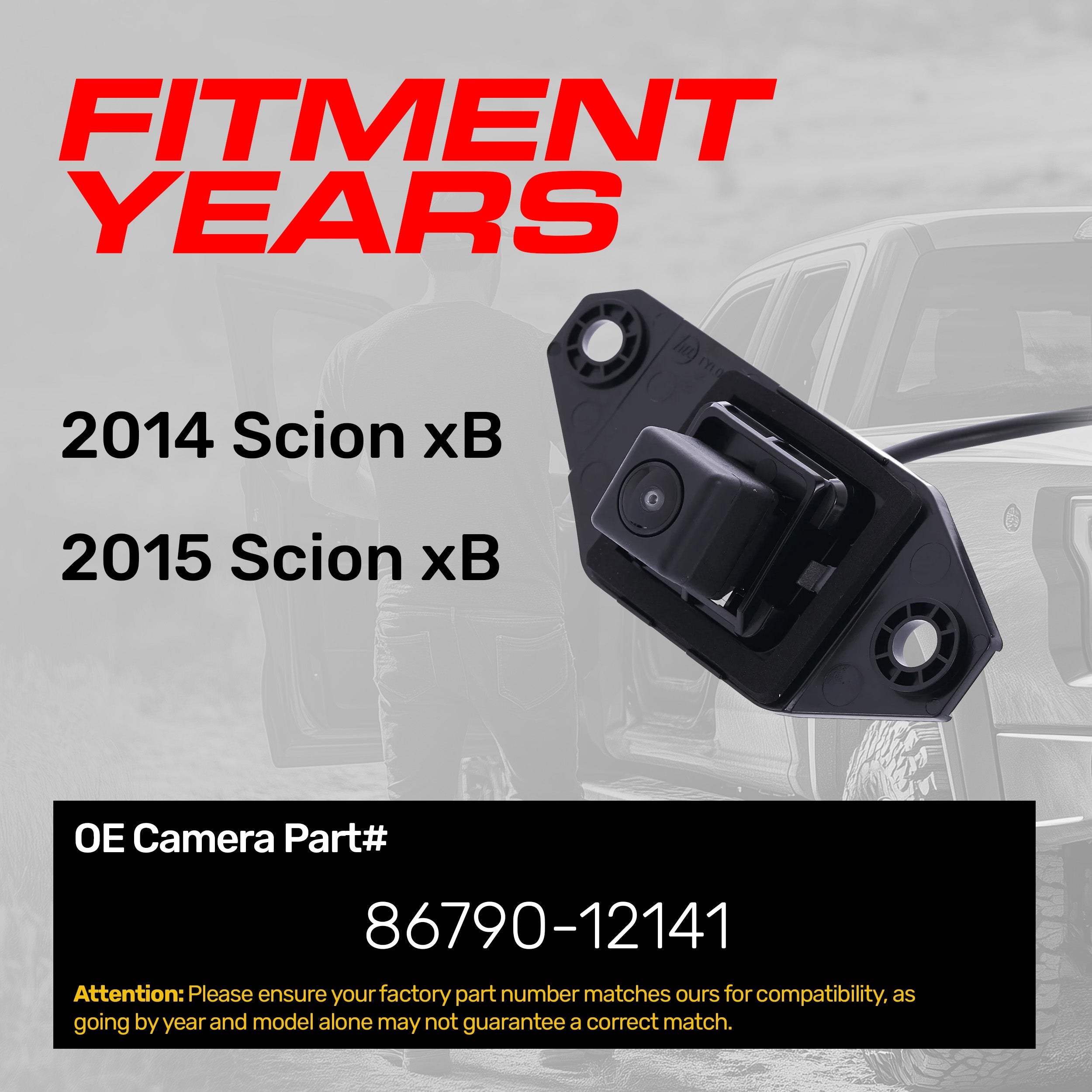 Toyota Scion xB (2014-2015) OEM Replacement Backup Camera OE Part # 86790-12141