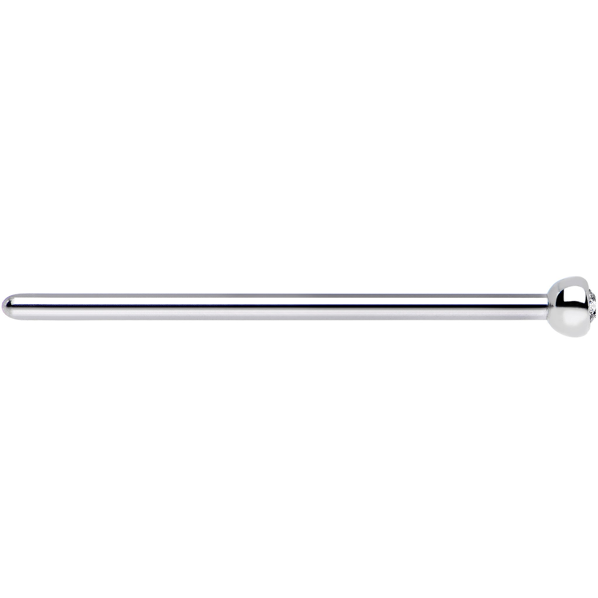 18G 3/4 Clear CZ Steel Straight Fishtail Nose Ring 2.5mm