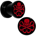 0G Black Acrylic Licensed Hydra Logo Screw Fit Plug Set