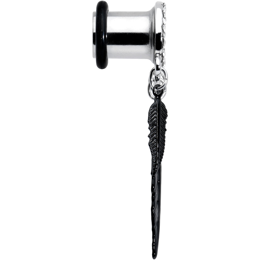 0G Clear Gem Steel Single Flare Tree of Life Dangle Plug Set