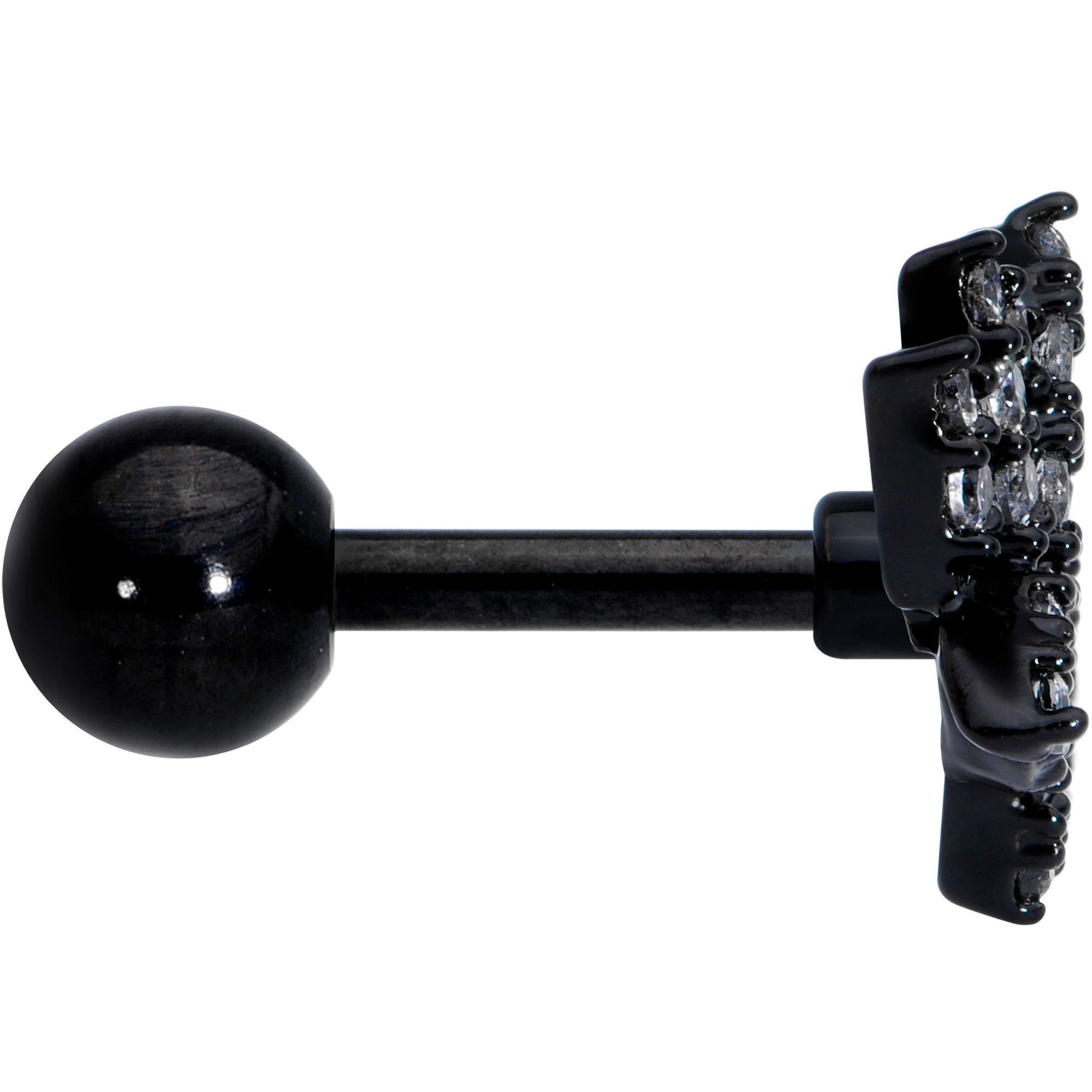 16G 1/4 Clear CZ Gem Black Lotus Flower Cartilage Tragus