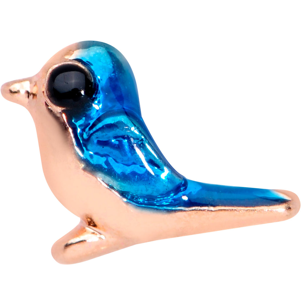16G 1/4 Rose Gold Tone Blue Bird Cartilage Tragus Earring