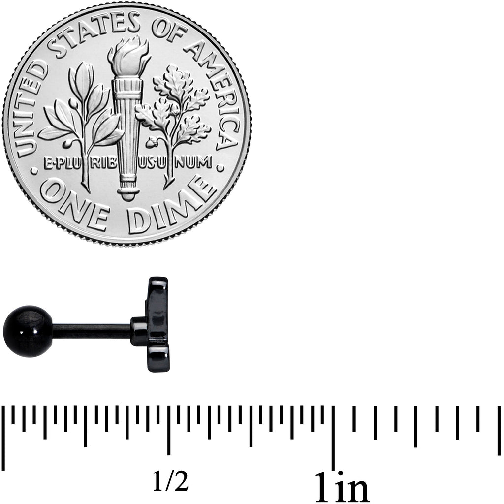 16G 1/4 Black Shark Bite Cartilage Tragus Earring