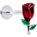 16G 5/16 Rose Red Flower Valentines Day Labret Monroe Tragus