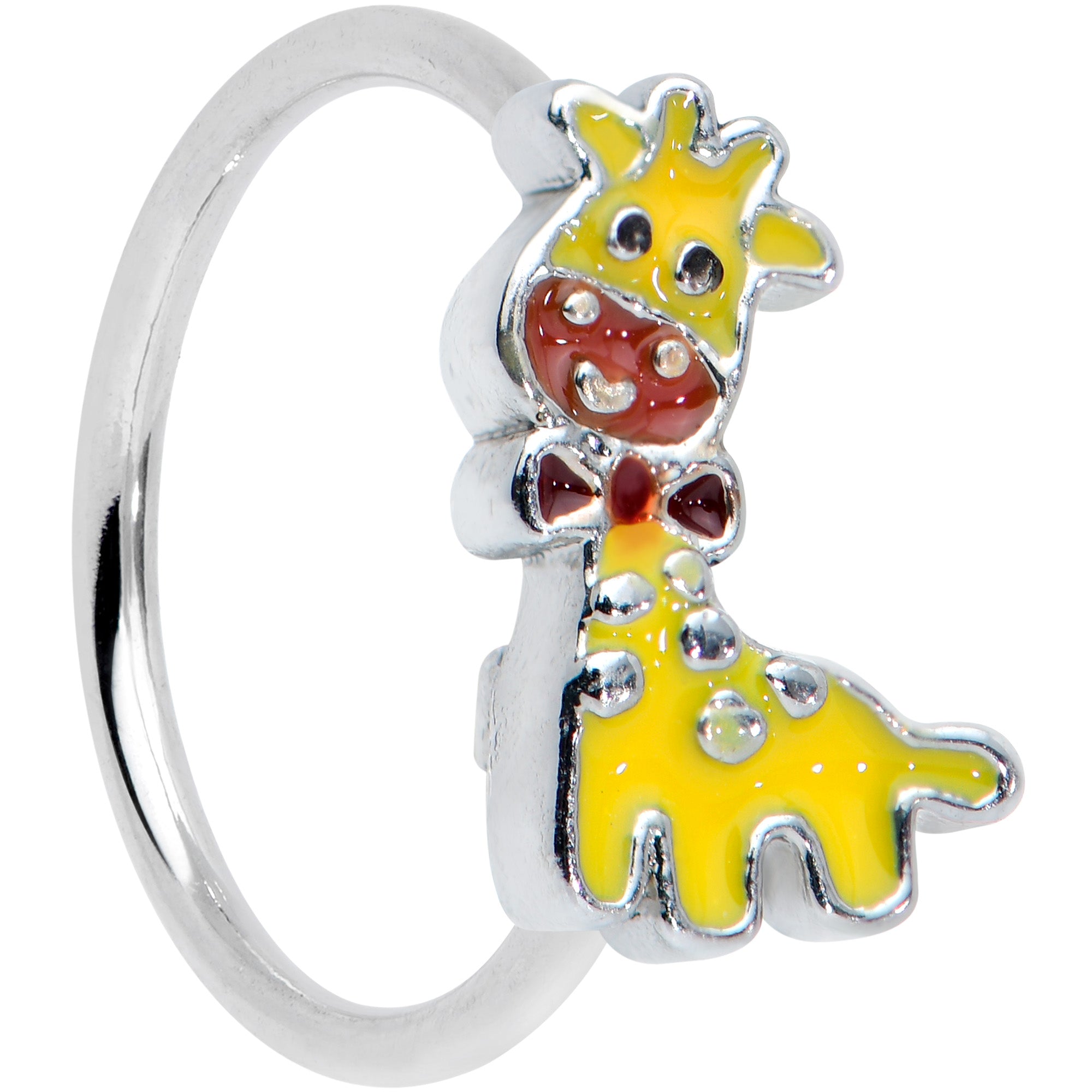 20G 5/16 Bow Tie Yellow Red Giraffe Nose Hoop