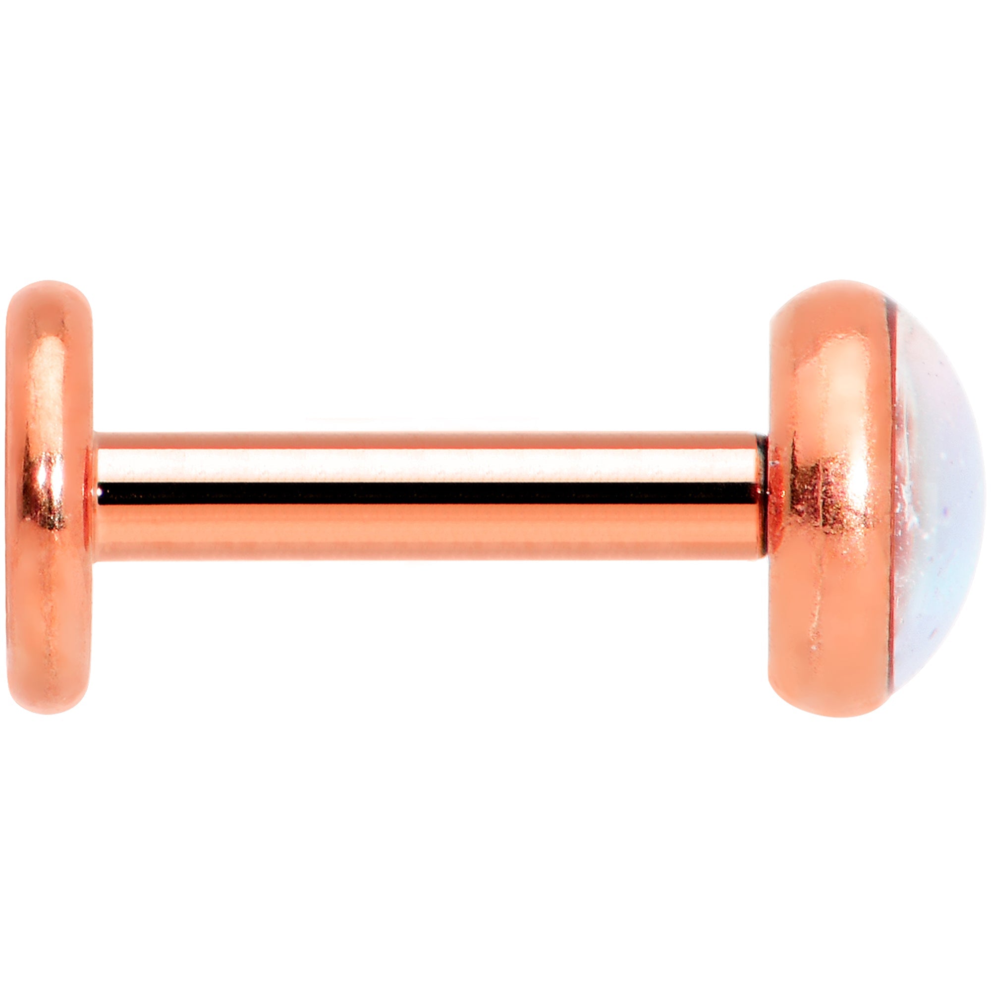 16G 1/4 Faux Opal Rose Gold Tone Internal Thread Labret Tragus