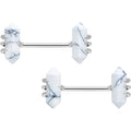 14G 9/16 White Howlite Stone Obelisks Barbell Nipple Ring Set