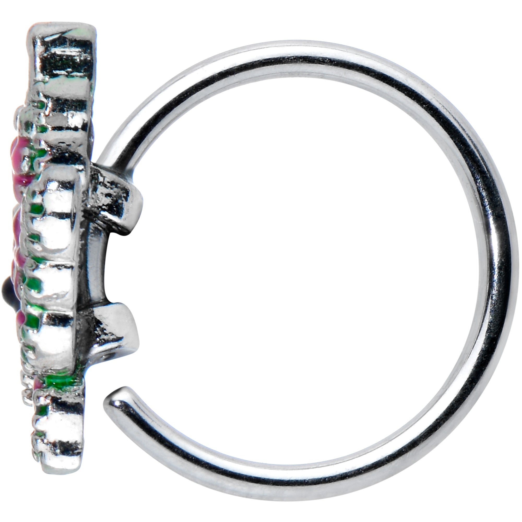 20G 5/16 Pink Gem Openwork Butterfly Wings Nose Hoop