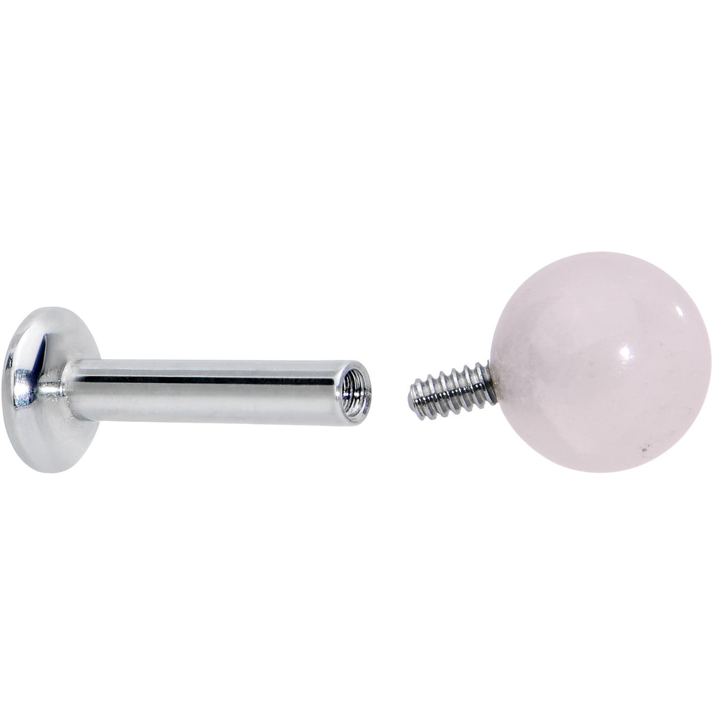 16G 1/4 Elegant Pink Rose Quartz Internal Threaded Labret Tragus