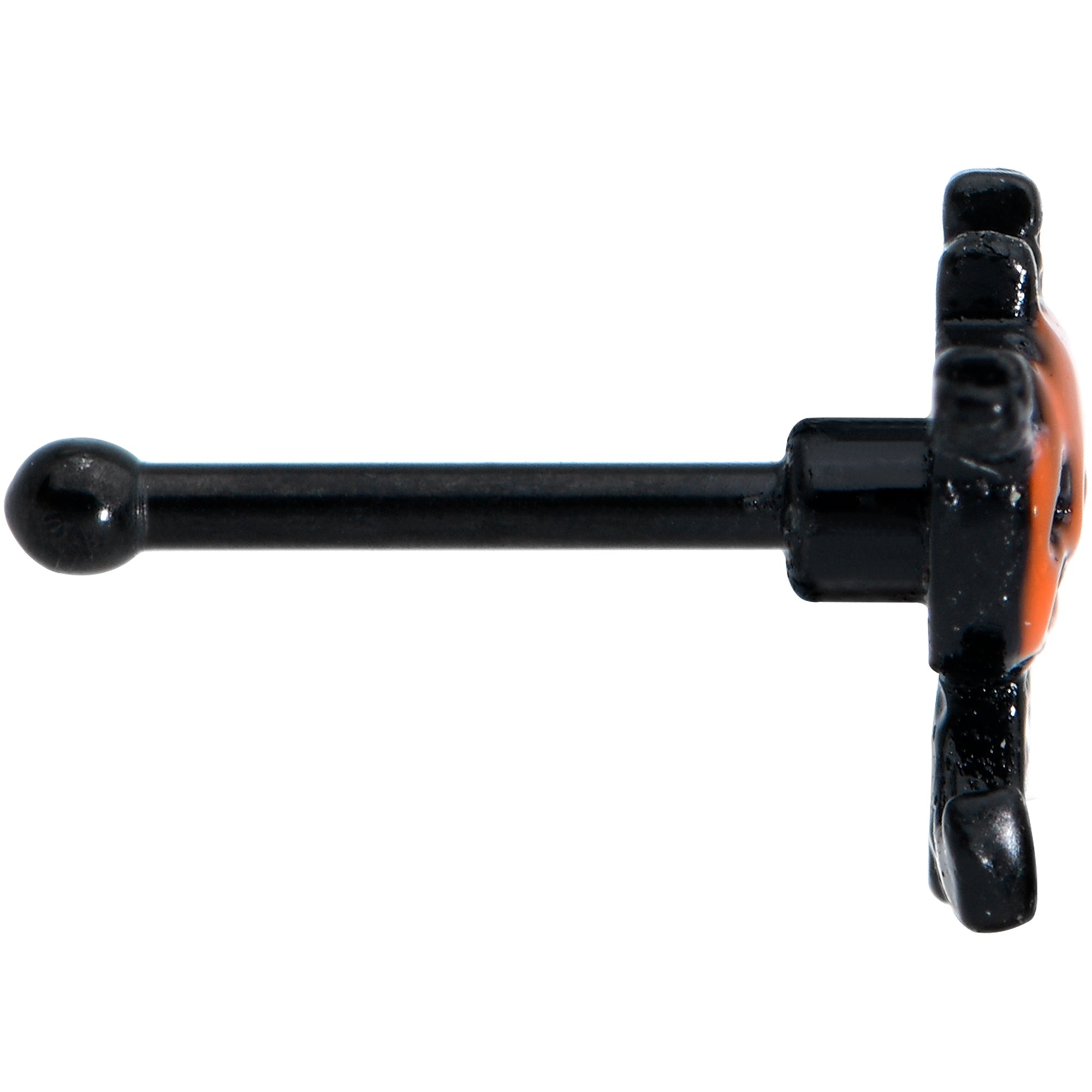 20G 1/4 Black Dancing Skeleton Pumpkin Halloween Nose Bone