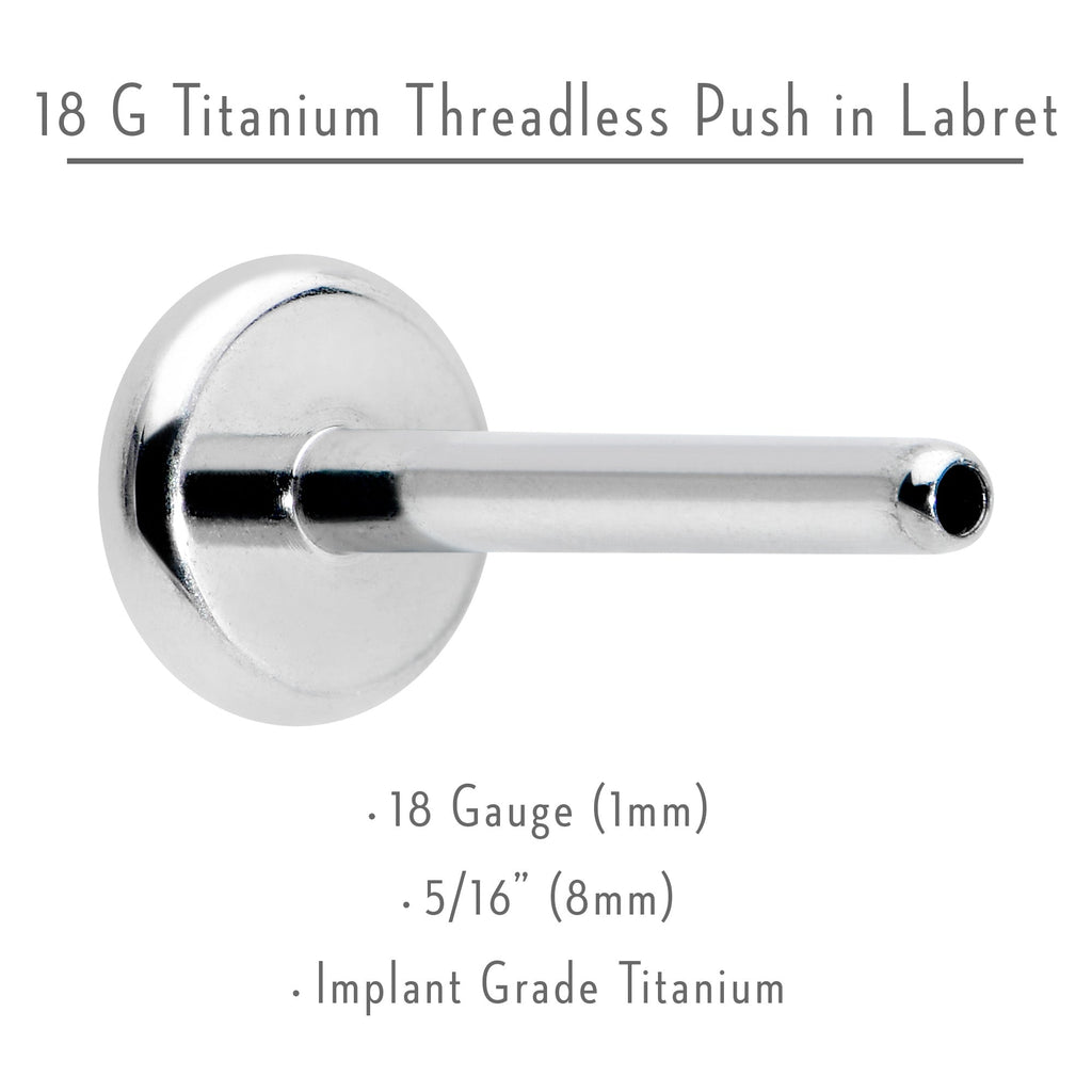 18G 5/16 G23 Titanium Threadless Post Only Labret Tragus Nose