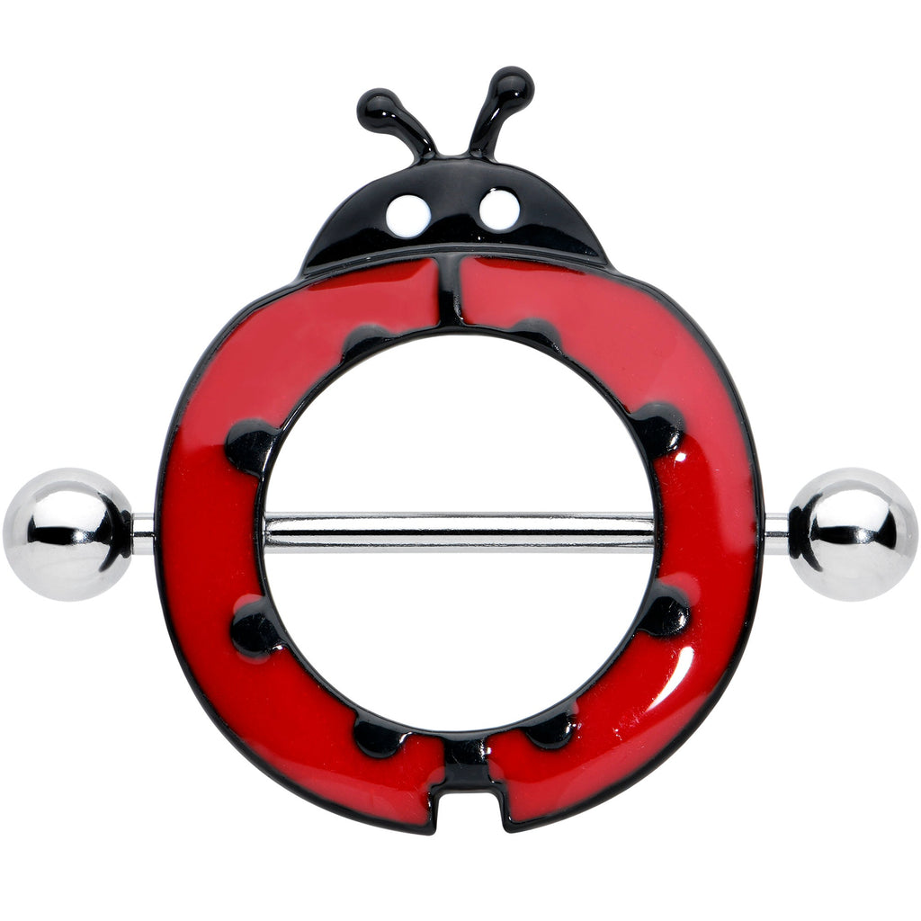 14G 11/16 Happy Red Ladybug Nipple Shield Set