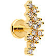 16G 1/4 CZ Gem Gold Hue Texture Arc Internal Thread Labret Tragus