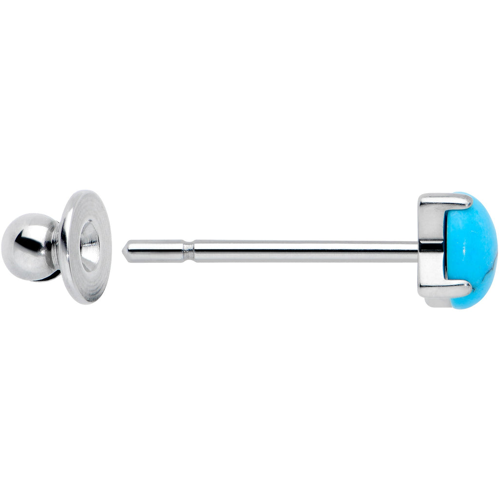 3.5mm Blue Turquoise Stone Implant Grade Titanium Stud Earrings