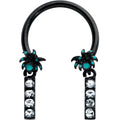 16G 3/8 Clear Gem Black Night Palm Tree Dangle Horseshoe