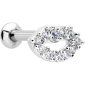 16G 1/4 Clear CZ Gem Kissy Lips Threadless Labret Tragus