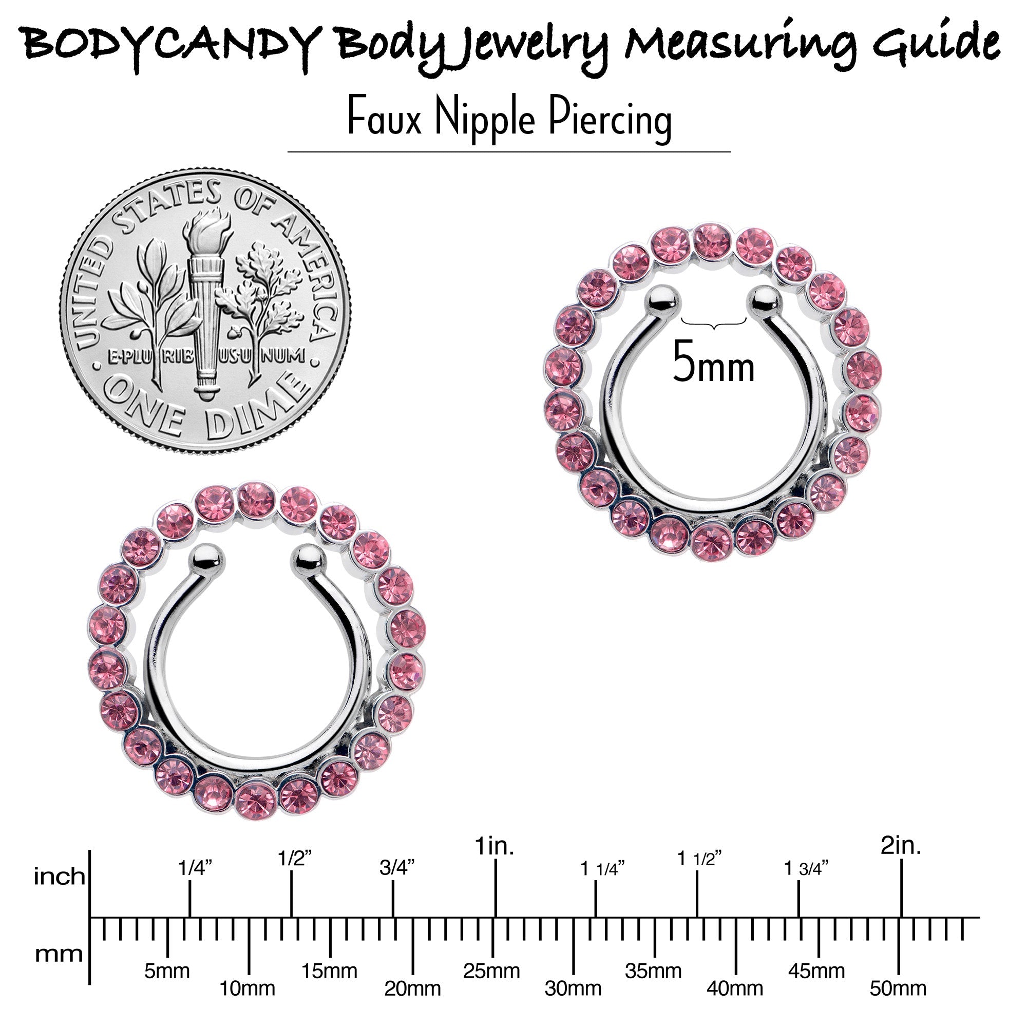 Clip On Fake Nipple Ring Set - Pink, Blue or Clear