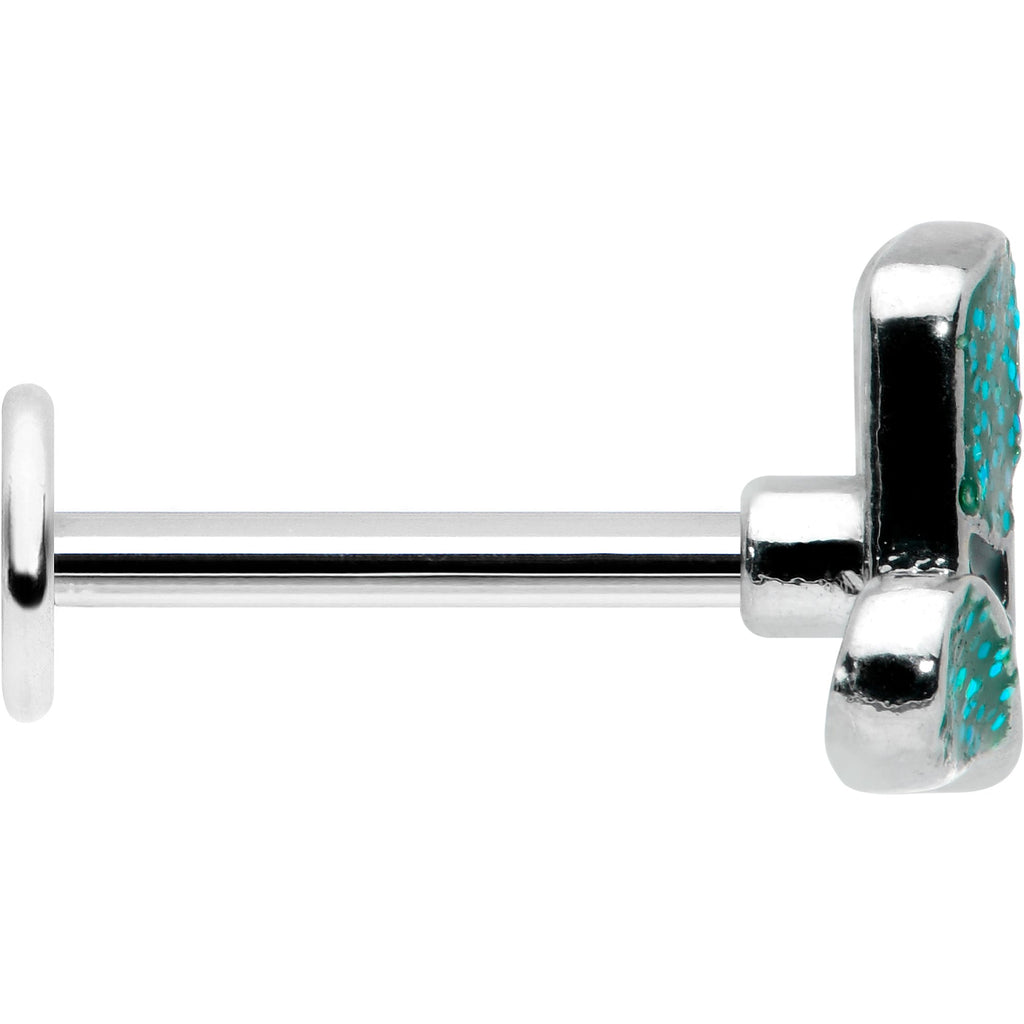 16G 5/16 Glitter Top Hat Shamrock St Patricks Labret Monroe Tragus