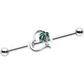 14G Clear Gem Palm Tree Love Heart Industrial Barbell 38mm