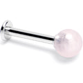 14G 3/8 Pink Crystal Natural Stone Labret Tragus Earring