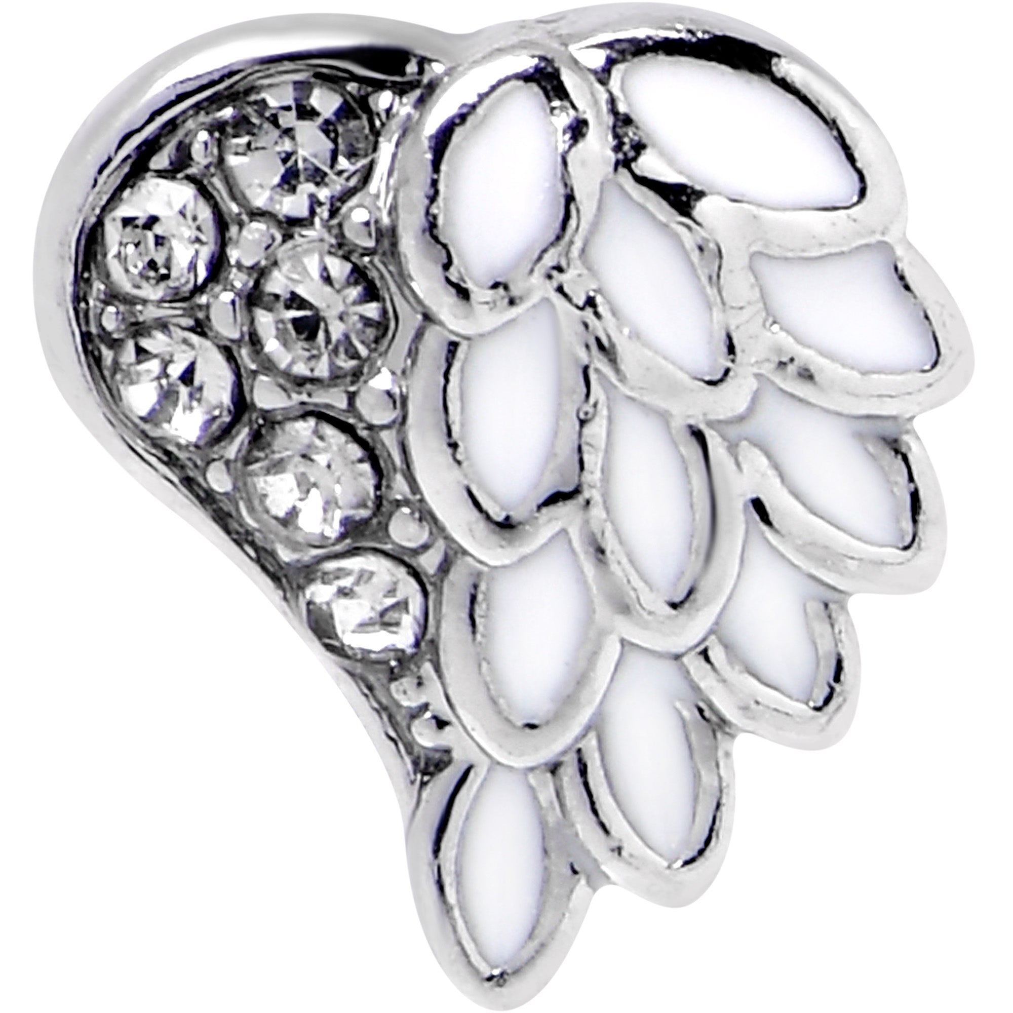 16G 5/16 Clear Gem Heavenly Heart Angel Wing White Labret Tragus