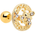 16G 1/4 Clear Gem Gold Tone Lunar Dragonfly Cartilage Earring