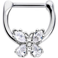 16G 5/16 Clear Gem Baroque Beauty Butterfly Cartilage Clicker