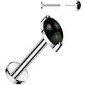 16G 5/16 Natural Black Onyx Oval Medical Grade Titanium Flat Back Earring