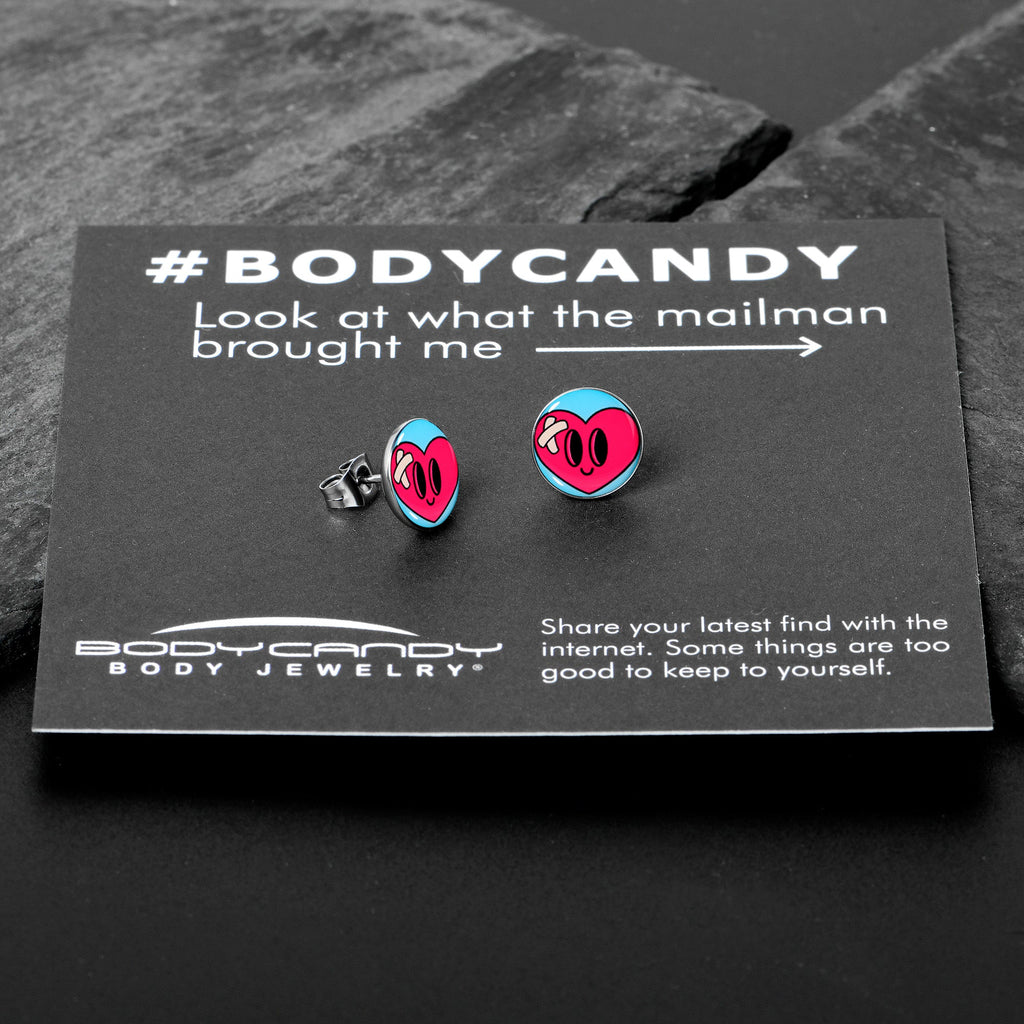 Heartbreak Bandaged Heart Stud Earrings by Onyx O