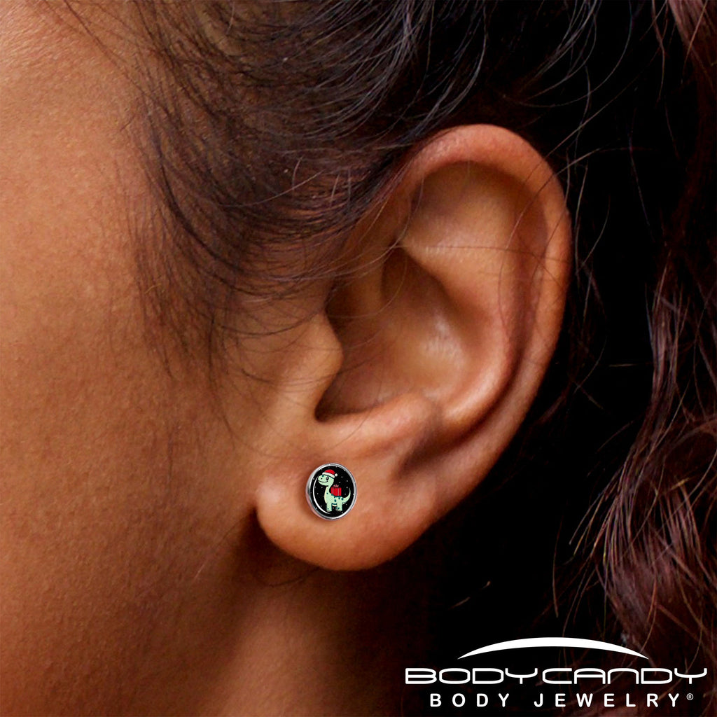 Christmas Holiday Dinosaur Stud Earrings by Onyx O