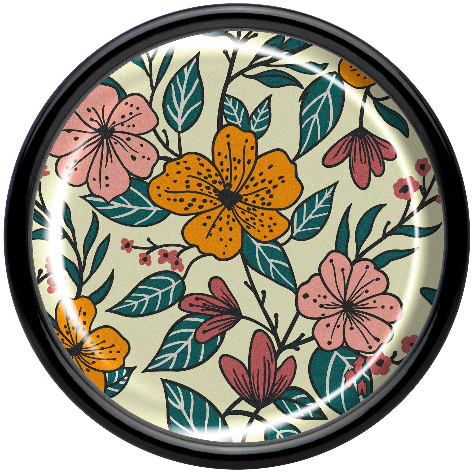 Blossom Creation Wildflower Flowers Black Acrylic Saddle Plug Set by Onyx O