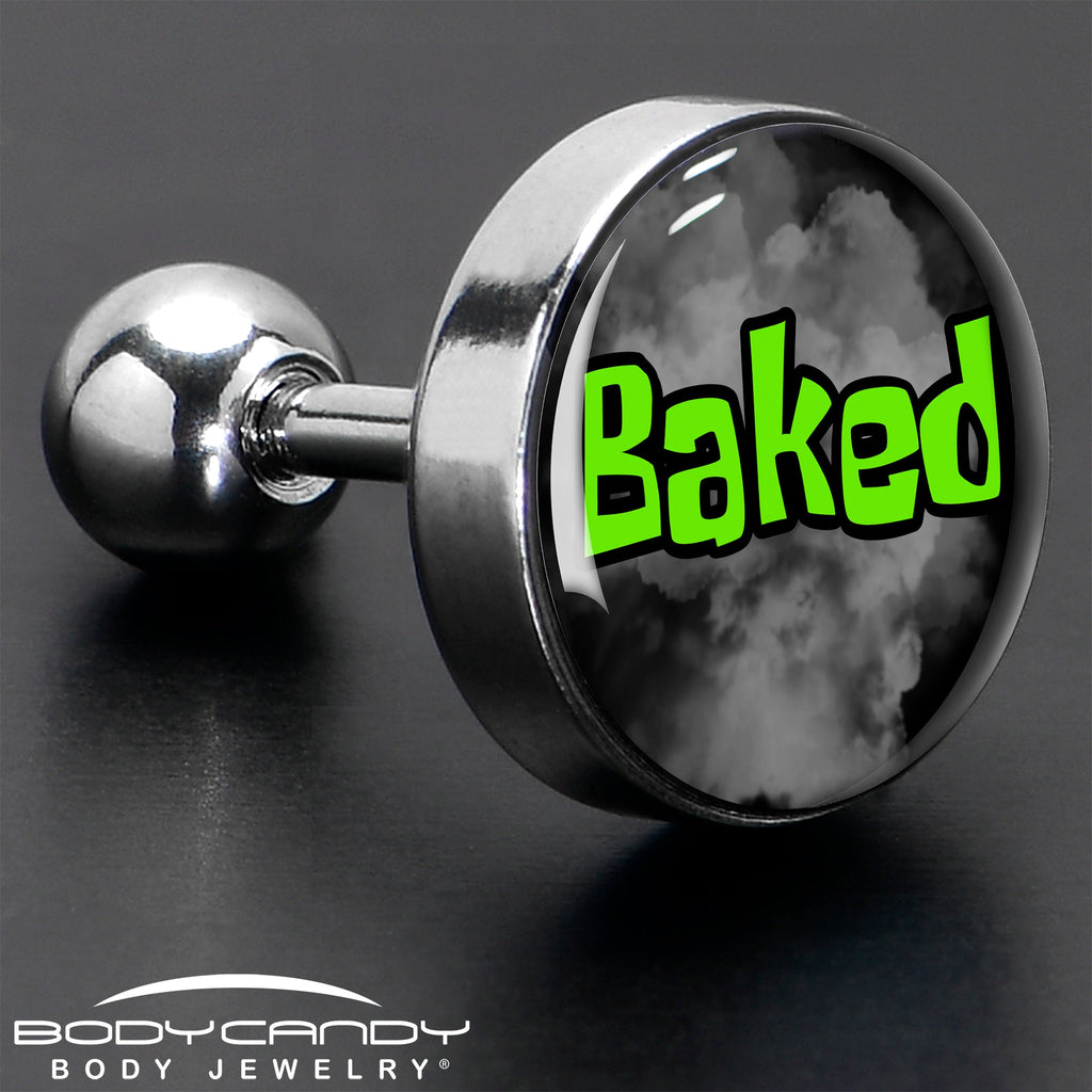 16G 1/4 Logo Baked Stoner Tragus Cartilage Earring by Onyx O