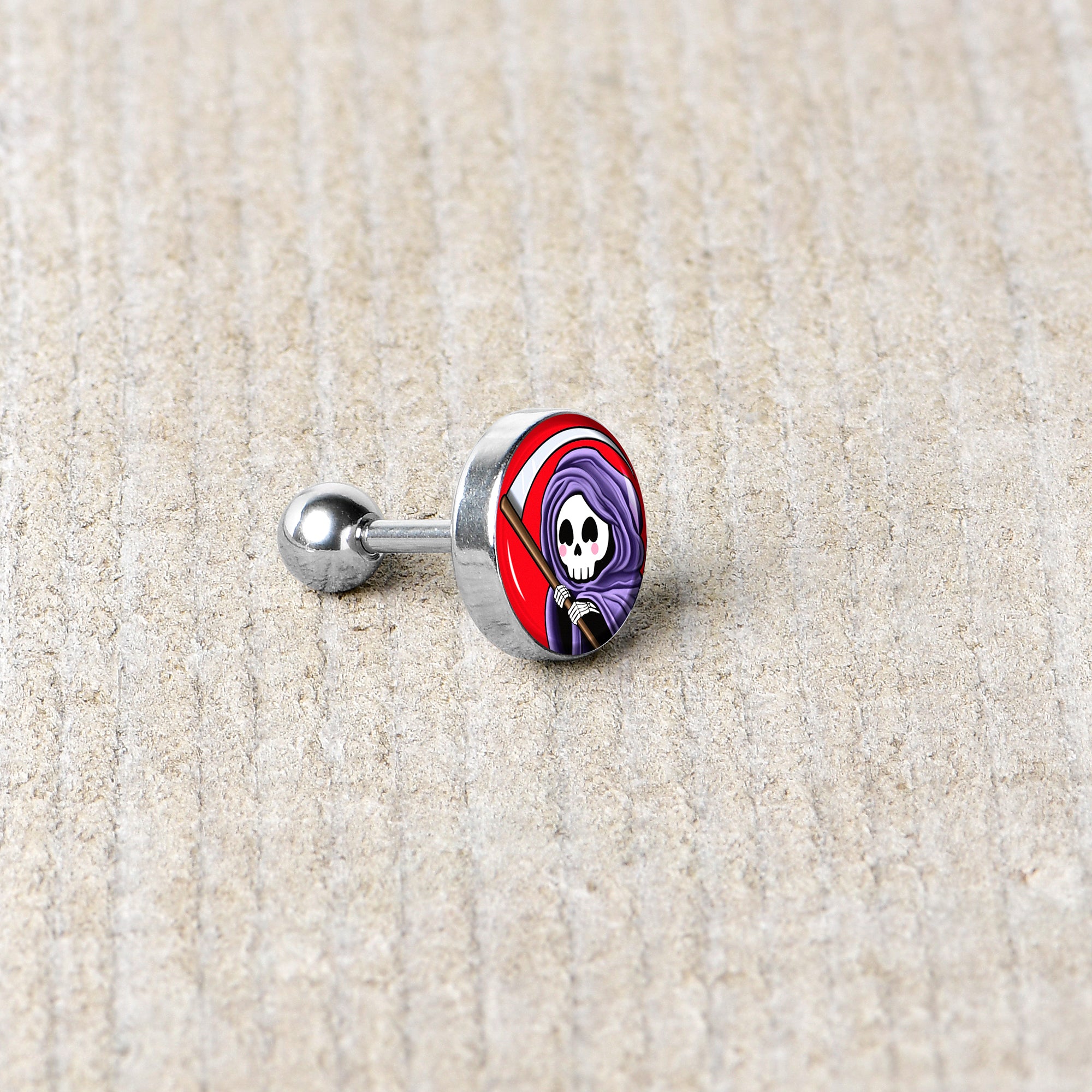 16G 1/4 Grim Reaper Cartilage Tragus Earring by Onyx O