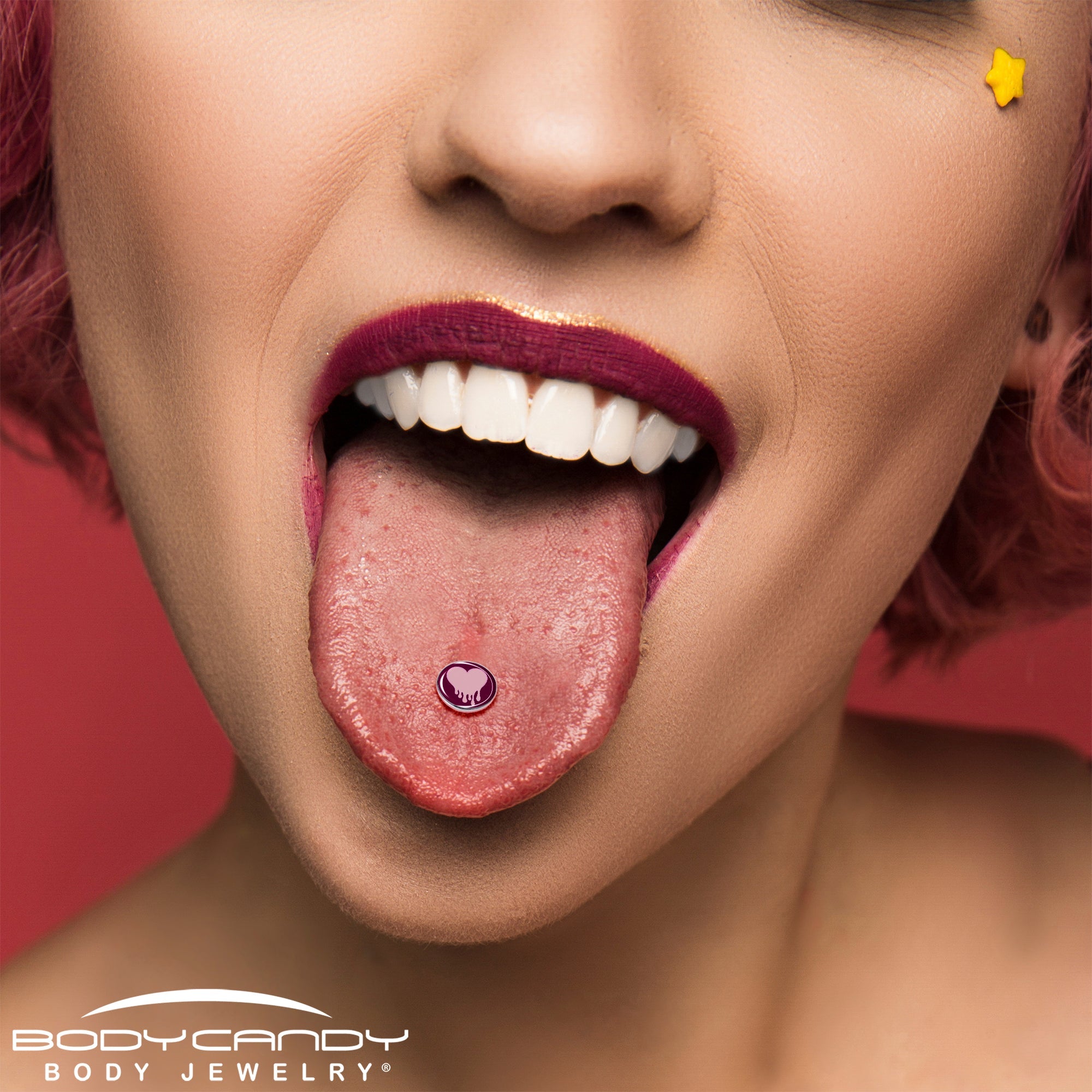Pinkish Melting Heart Barbell Tongue Ring by Onyx O