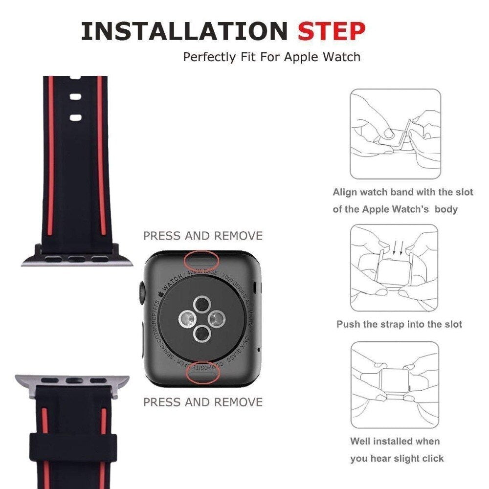 Sport Soft Silicone Strap For Apple Watch Series 11/10/9/8/7/6/5/4/ SE / Ultra 1/2/3
