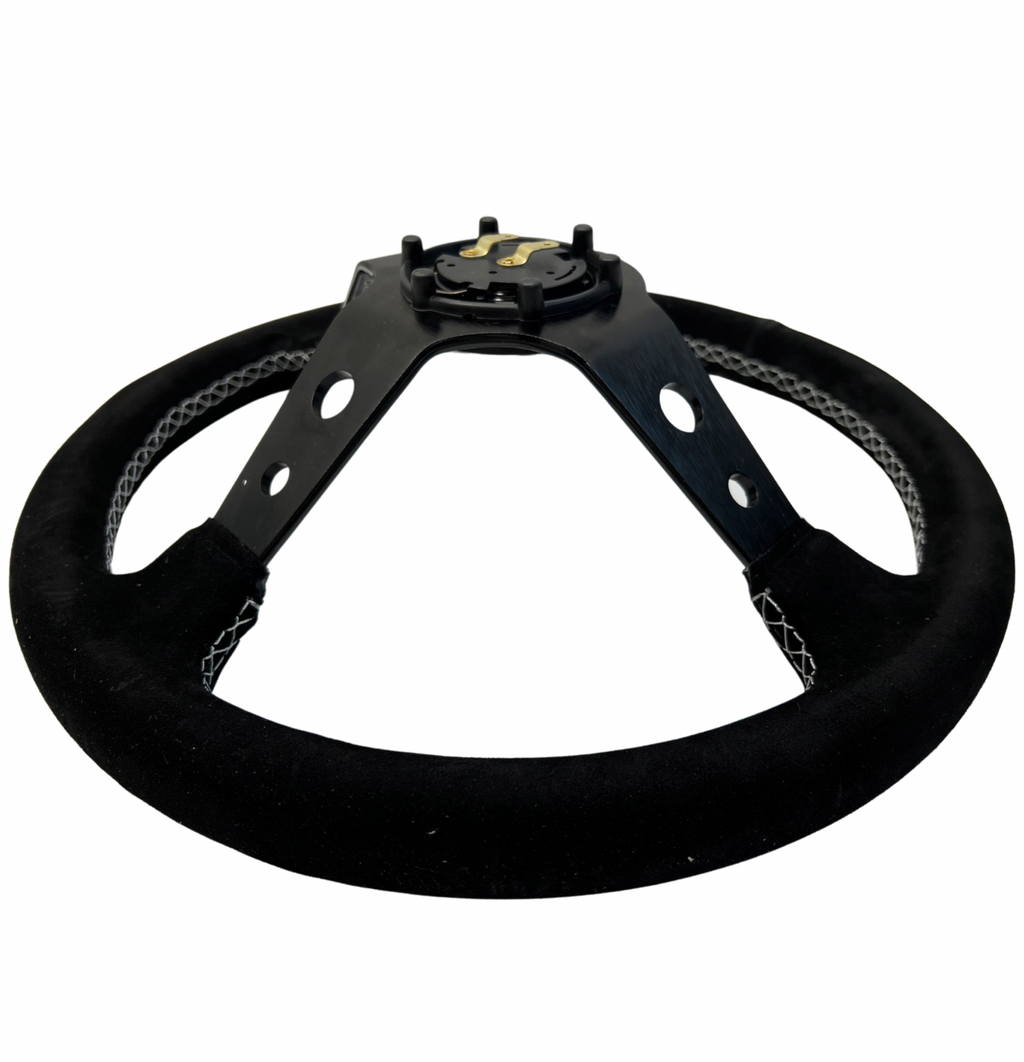 Suede Steering Wheel + Short Hub Adapter Kit For Acura Honda Accord Civic CR-Z