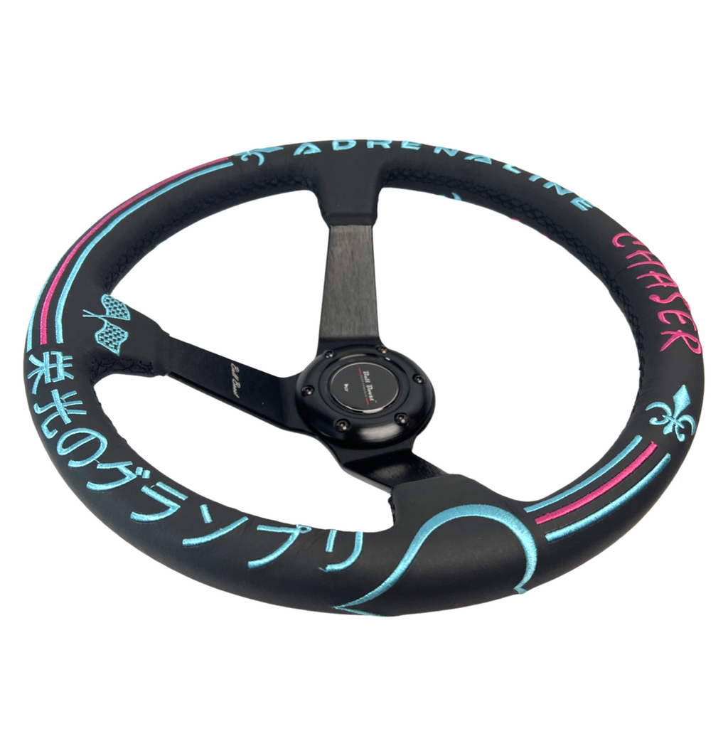 Leather 350mm Steering Wheel + Hub Adapter for Toyota Chaser KE70 AE71 AE82 AE86 Supra Corolla