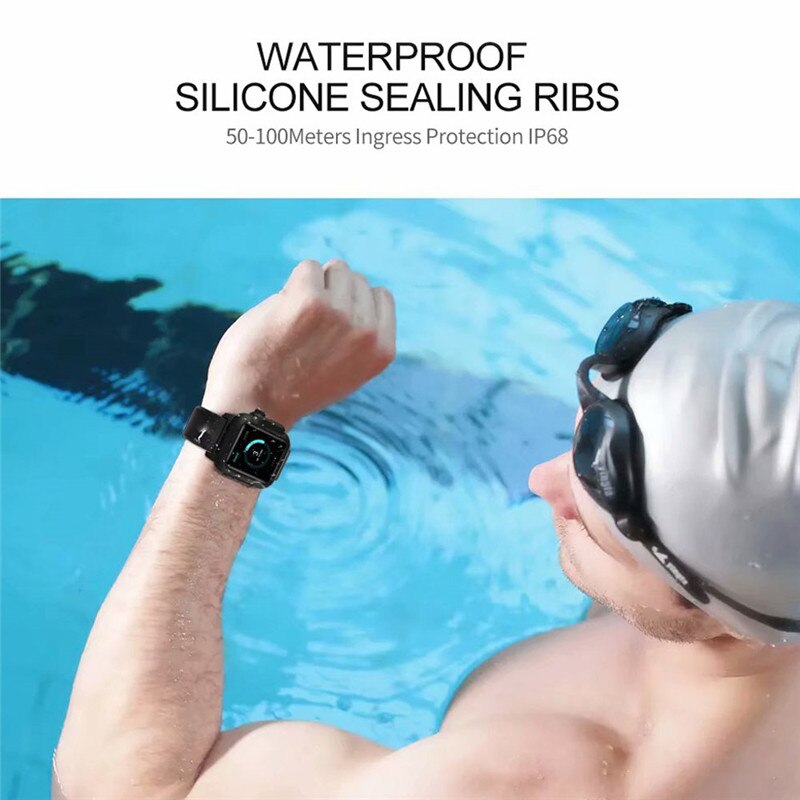 Silicone Band+Case For Apple Watch Strap