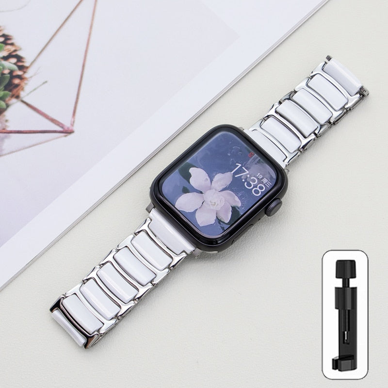 Apple Watch Ceramics+Steel Bracelet/Band Series 11/10/9/8/7/6/5/4/ SE / Ultra 1/2/3