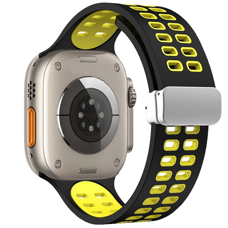 Magnetic Buckle Silicone Apple Watch Band Series 11/10/9/8/7/6/5/4/ SE / Ultra 1/2/3