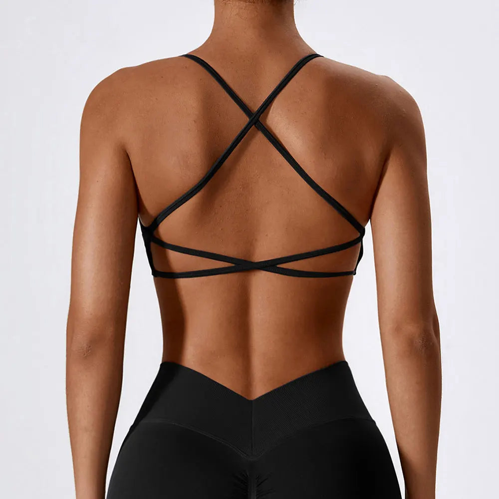 Women Cross Strap Sports Bra Women Push Up Sport Bra Yoga Gym Crop Top Brassiere Fitness Top Seamless Sport Bra Breathable Bras