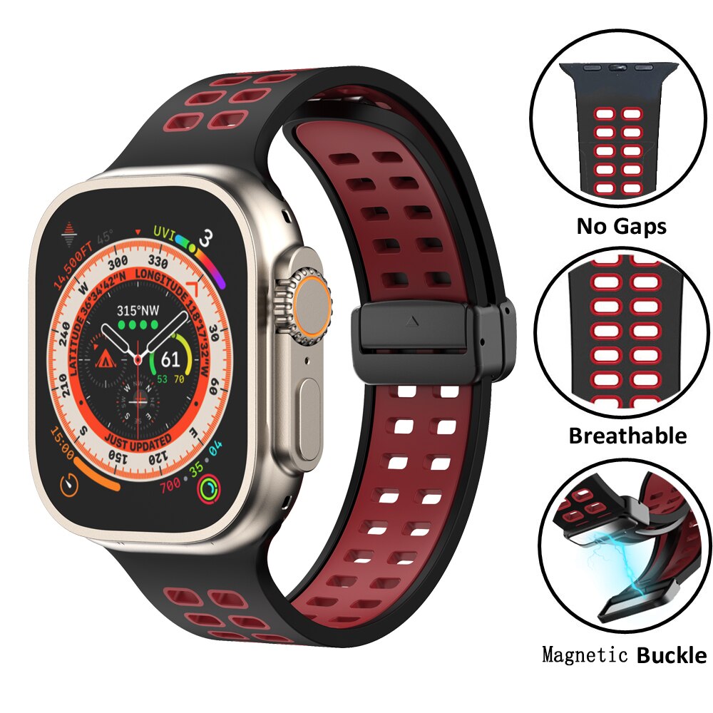 Magnetic Buckle Silicone Apple Watch Band Series 11/10/9/8/7/6/5/4/ SE / Ultra 1/2/3